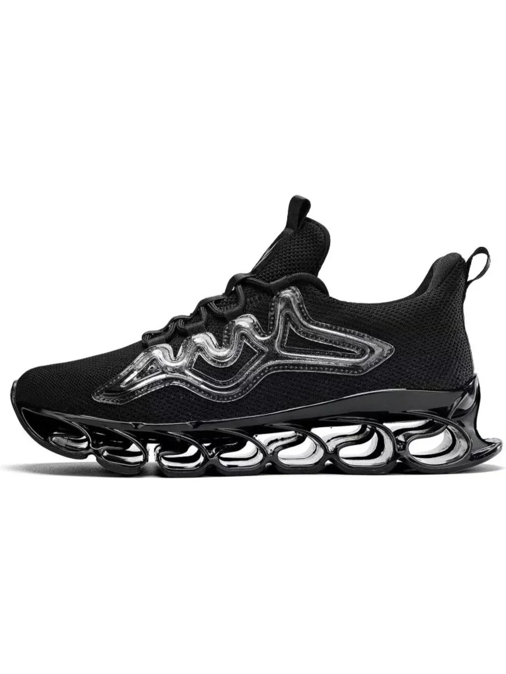 Men's All Black Slip on Walking Running Shoes Blade Tennis Fashion Sneakers